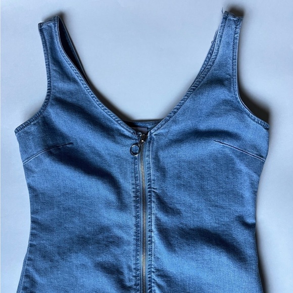 No Boundaries Full Zip Up Denim Dress - Picture 1 of 5